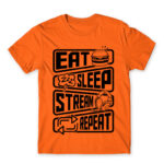 Eat Sleep Stream Repeat Orange Men's Tee for Streamer, Work