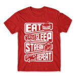 Eat Sleep Stream Repeat Red Men's T-shirt for Streamer, Work