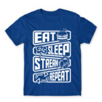 Eat Sleep Stream Repeat Royal Blue Men's T-shirt for Streamer, Work