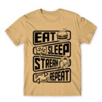 Eat Sleep Stream Repeat Sand Men's T-shirt for Streamer, Work