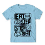 Eat Sleep Stream Repeat Sky Blue Men's Tee for Streamer, Work