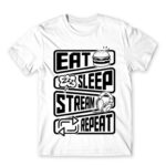 Eat Sleep Stream Repeat White Men's T-shirt for Streamer, Work