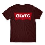 Elvi’s Burgundy Men's T-shirt for Brand Parody, Funny