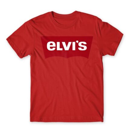 Elvi’s Red Men's T-shirt for Brand Parody, Funny