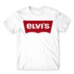 Elvi’s White Men's T-shirt for Brand Parody, Funny