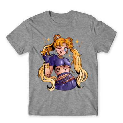 Emo Sailor moon Grey Melange Men's Tee for Anime, Sailor Moon