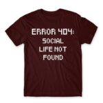 Error 404 Burgundy Men's Tee for Antisocial, Funny