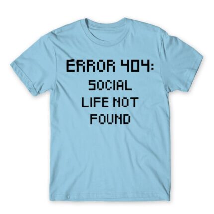 Error 404 Sky Blue Men's Tee for Antisocial, Funny