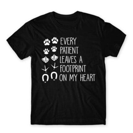 Every patient leaves a footprint on my heart Black Men's T-shirt for Veterinary, Work