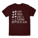 Every patient leaves a footprint on my heart Burgundy Men's T-shirt for Veterinary, Work