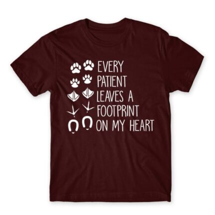 Every patient leaves a footprint on my heart Burgundy Men's T-shirt for Veterinary, Work