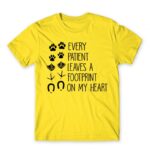 Every patient leaves a footprint on my heart Lemon Men's Tee for Veterinary, Work
