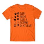 Every patient leaves a footprint on my heart Orange Men's T-shirt for Veterinary, Work