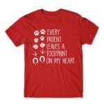 Every patient leaves a footprint on my heart Red Men's T-shirt for Veterinary, Work