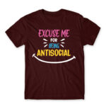 Excuse me for being antisocial Burgundy Men's T-shirt for Antisocial, Funny
