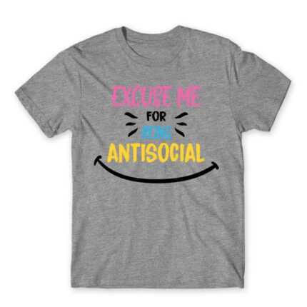 Excuse me for being antisocial Grey Melange Men's T-shirt for Antisocial, Funny