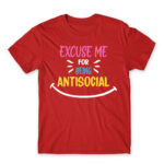 Excuse me for being antisocial Red Men's T-shirt for Antisocial, Funny
