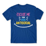 Excuse me for being antisocial Royal Blue Men's T-shirt for Antisocial, Funny