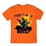 First time in Hell? Orange Men's T-shirt