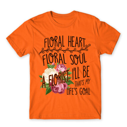 Flowery heart Orange Men's Tee for Florist, Work