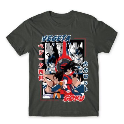 Goku and Vegeta Dark Grey Men's Tee for Anime, Dragon Ball