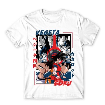 Goku and Vegeta White Men's T-shirt for Anime, Dragon Ball