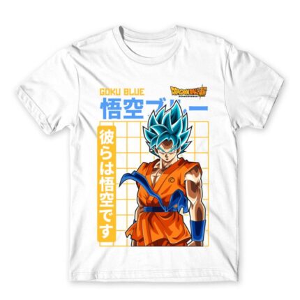 Goku Blue White Men's T-shirt for Anime, Dragon Ball