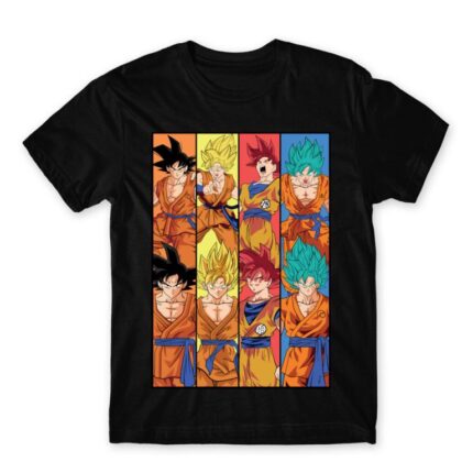 Goku Color Stripes Black Men's Tee for Anime, Dragon Ball