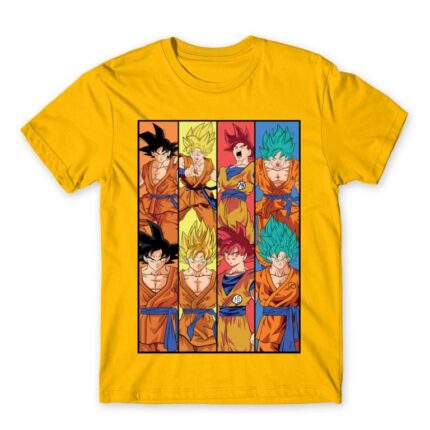Goku Color Stripes Gold Men's Tee for Anime, Dragon Ball