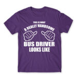 Handsome Bus Driver Dark Purple Men's T-shirt for Bus Driver, Work