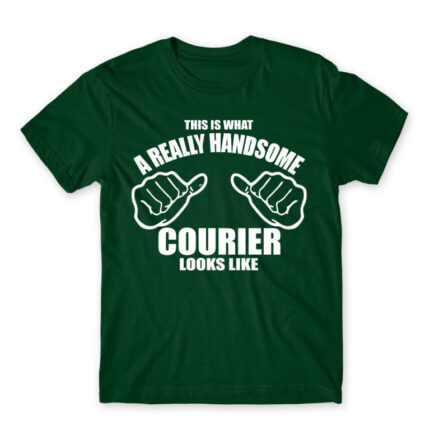 Handsome courier Bottle Green Men's T-shirt for Courier, Work