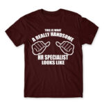 Handsome HR specialist Burgundy Men's T-shirt for Human Resources, Work