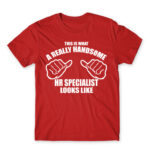 Handsome HR specialist Red Men's T-shirt for Human Resources, Work