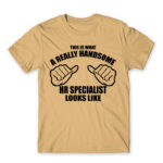 Handsome HR specialist Sand Men's T-shirt for Human Resources, Work