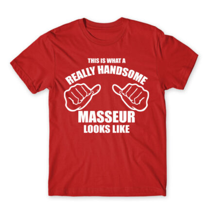 Handsome masseur Red Men's Tee for Massage Therapist, Work