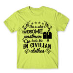 Handsome postman in civilian clothes Apple Green Men's T-shirt for Postman, Work