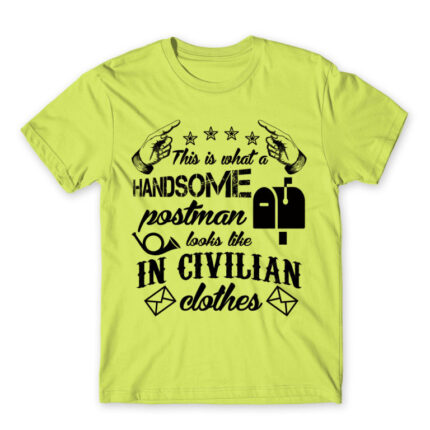 Handsome postman in civilian clothes Apple Green Men's T-shirt for Postman, Work