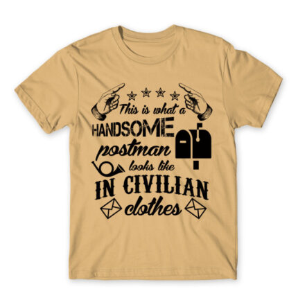 Handsome postman in civilian clothes Sand Men's Tee for Postman, Work