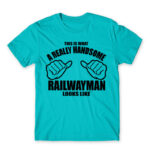 Handsome railwayman Atoll Blue Men's T-shirt for Train Conductor, Work
