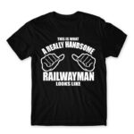 Handsome railwayman Black Men's Tee for Train Conductor, Work