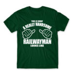 Handsome railwayman Bottle Green Men's T-shirt for Train Conductor, Work