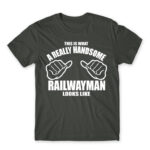 Handsome railwayman Dark Grey Men's Tee for Train Conductor, Work