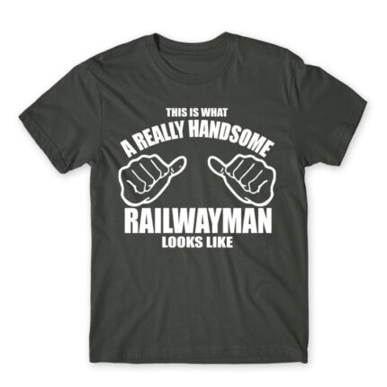 Handsome railwayman Dark Grey Men's Tee for Train Conductor, Work