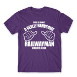 Handsome railwayman Dark Purple Men's Tee for Train Conductor, Work