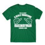 Handsome railwayman Kelly Green Men's T-shirt for Train Conductor, Work