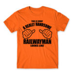 Handsome railwayman Orange Men's T-shirt for Train Conductor, Work