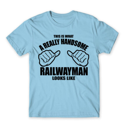 Handsome railwayman Sky Blue Men's Tee for Train Conductor, Work