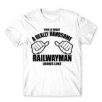Handsome railwayman White Men's Tee for Train Conductor, Work
