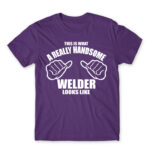Handsome welder Dark Purple Men's T-shirt for Welder, Work
