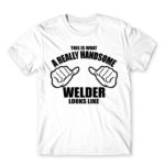 Handsome welder White Men's T-shirt for Welder, Work